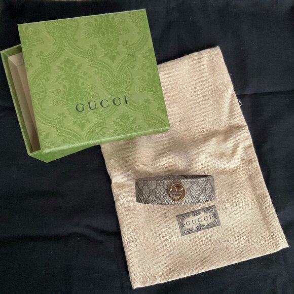 Gucci Trademark Beige GG Supreme Leather Bracelet - Picture 4 of 4